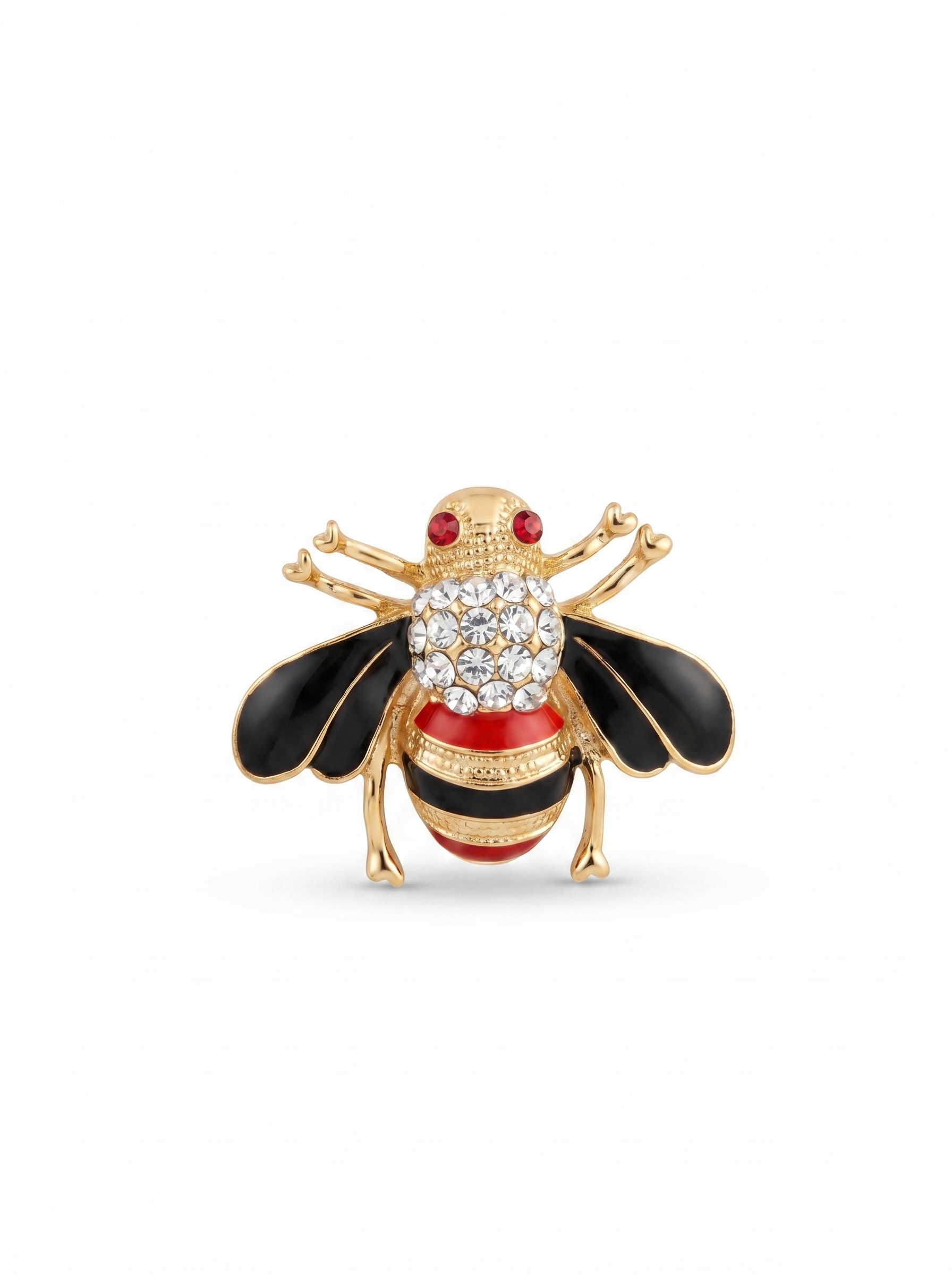Prendedor Insecto Cristales Dorado/Rojo/Negro