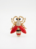 Prendedor Insecto Cristales Rojo/Negro