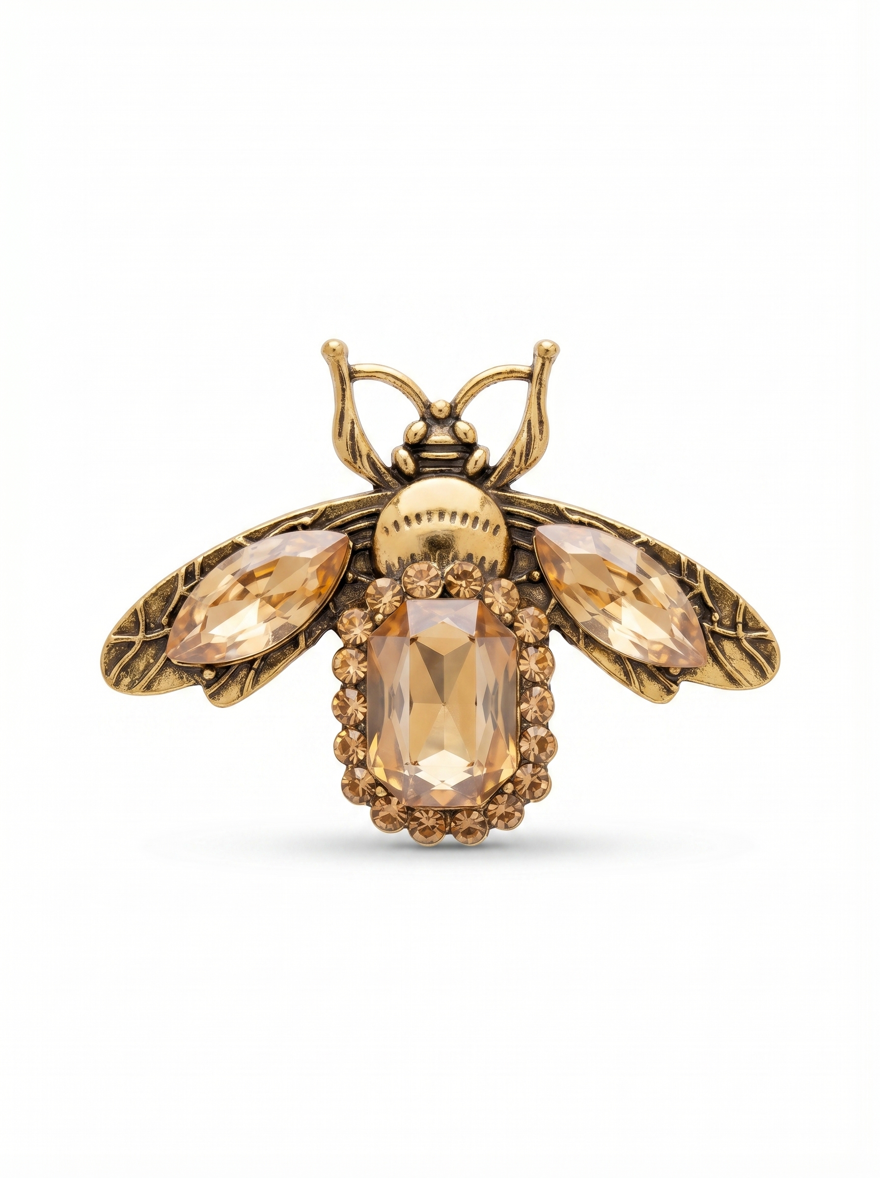 Prendedor Insecto Piedras Bronce/Dorada