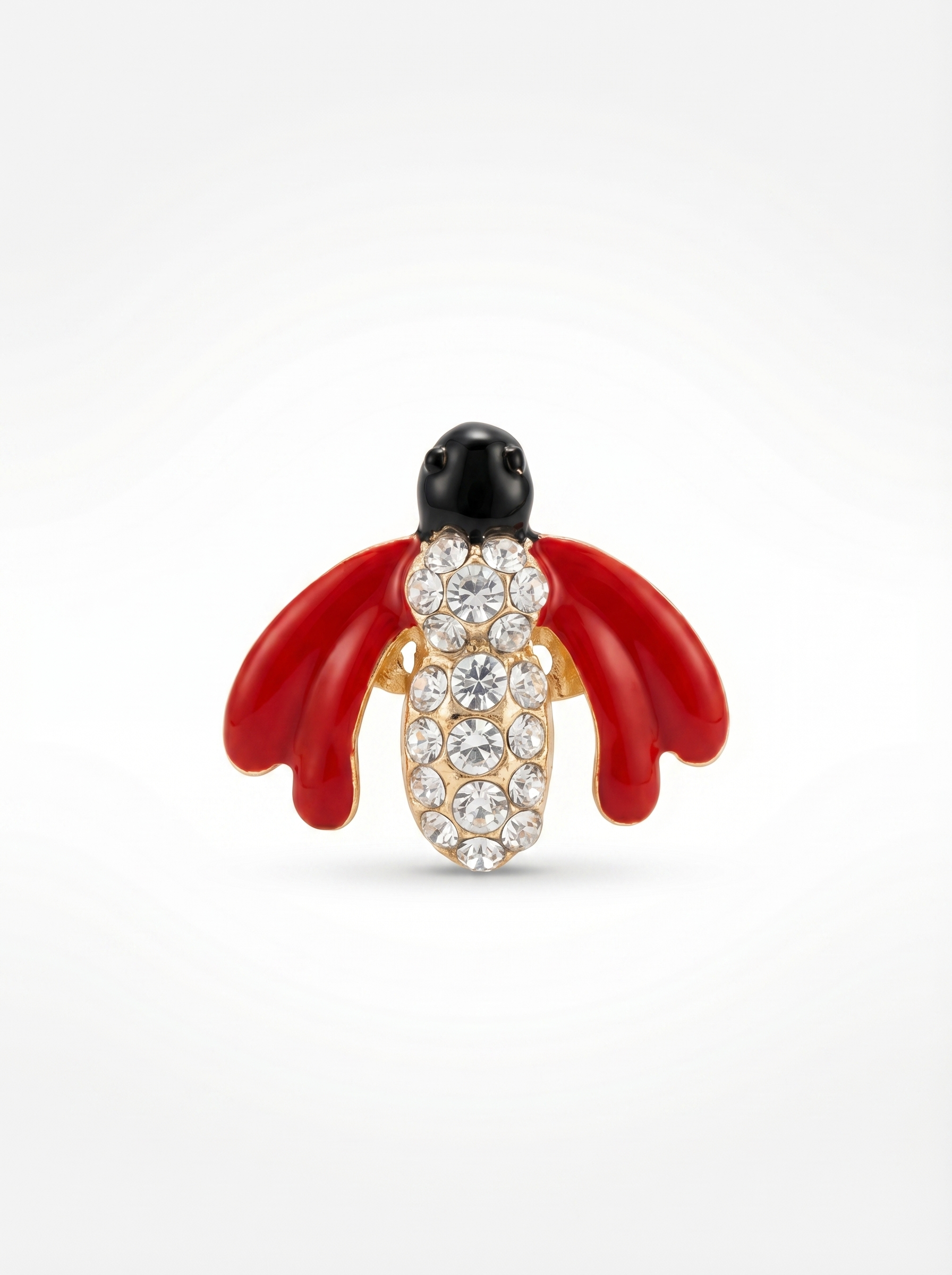 Prendedor Insecto Cristales Rojo/Negro