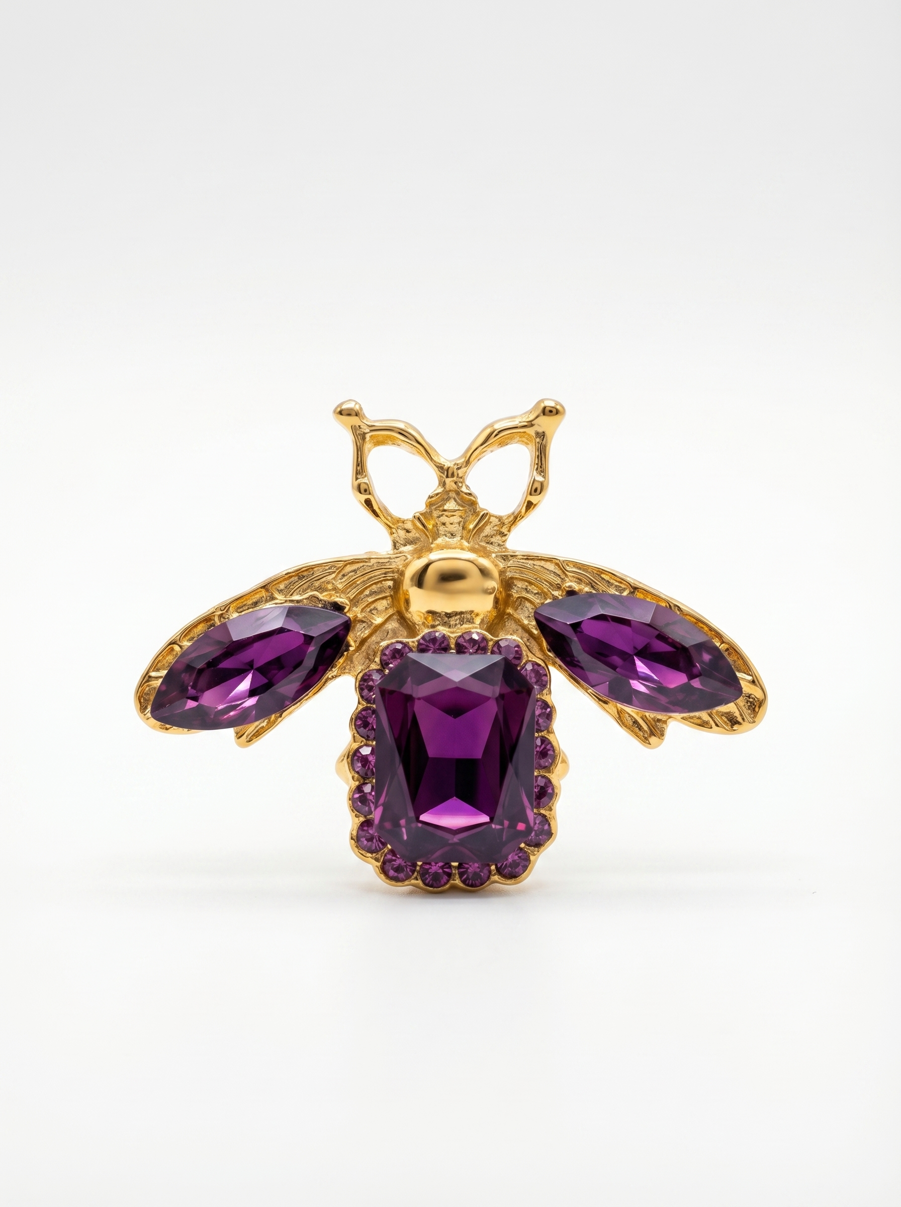 Prendedor Insecto Piedras Morada/Dorada