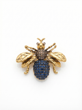 Prendedor Insecto Azul/Dorado Piedras