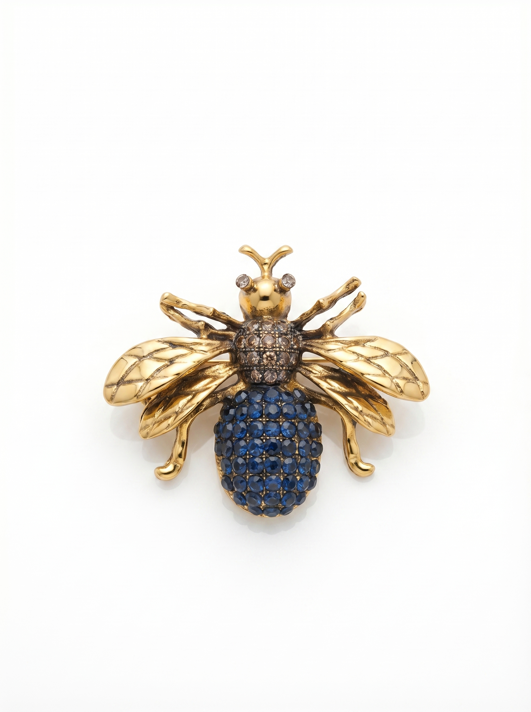 Prendedor Insecto Azul/Dorado Piedras