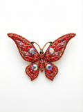 Prendedor Mariposa Cristales Roja