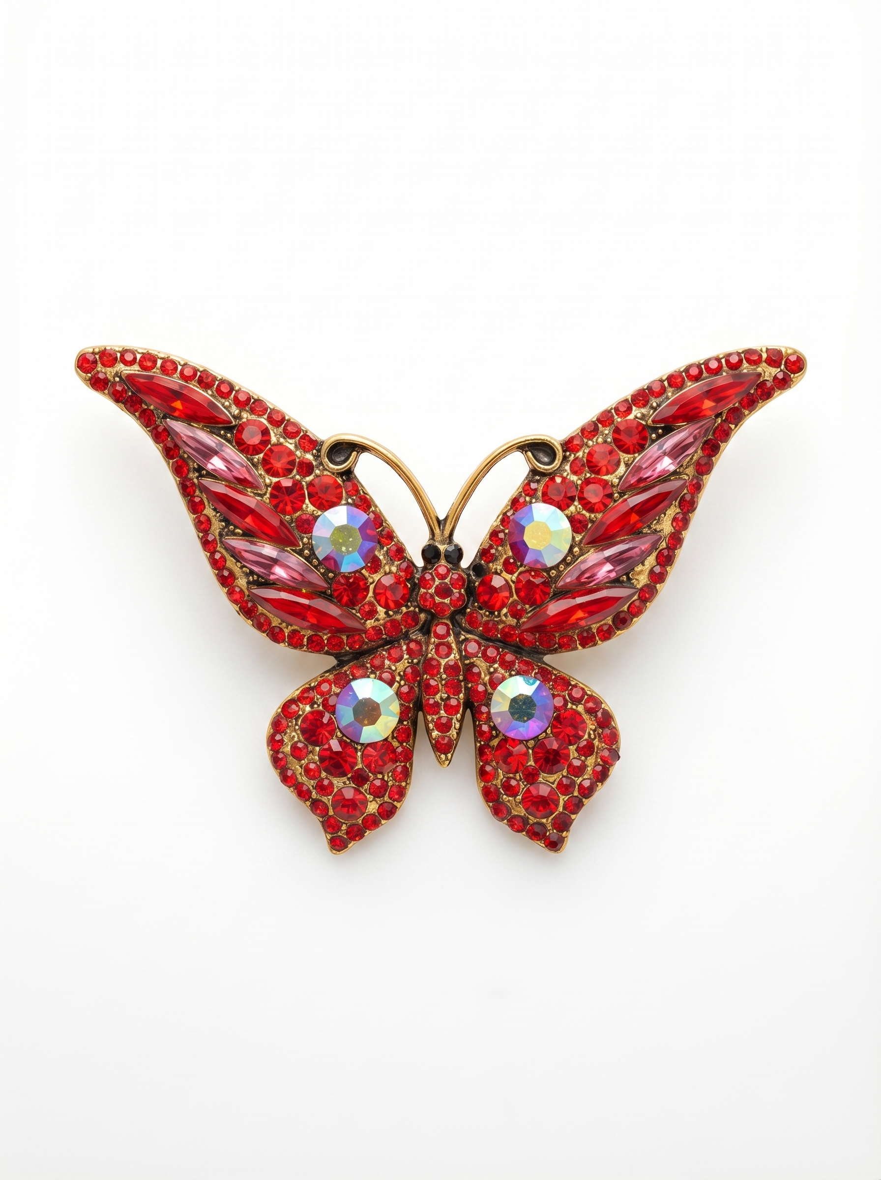 Prendedor Mariposa Cristales Roja