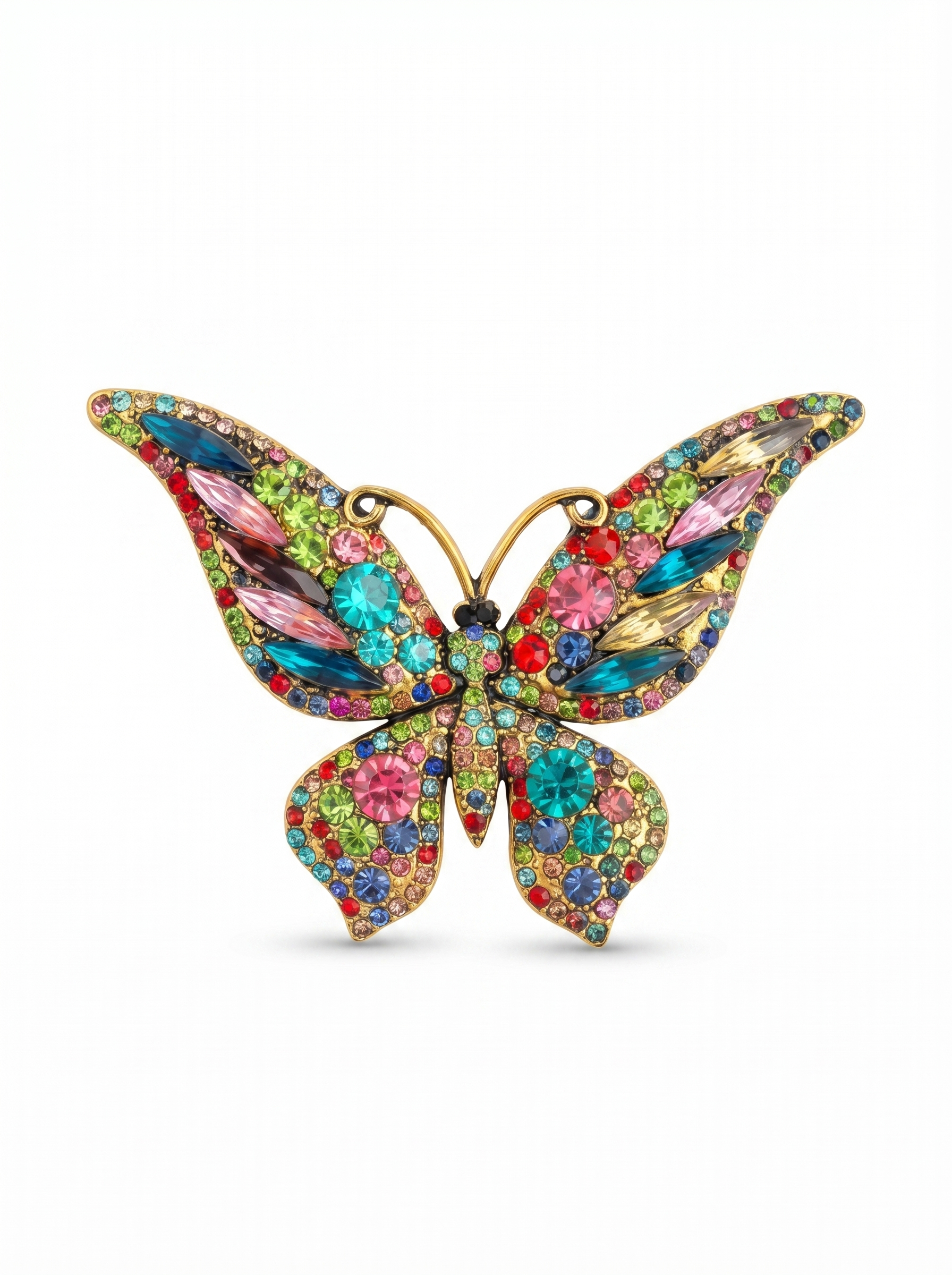 Prendedor Mariposa Cristales Multicolor
