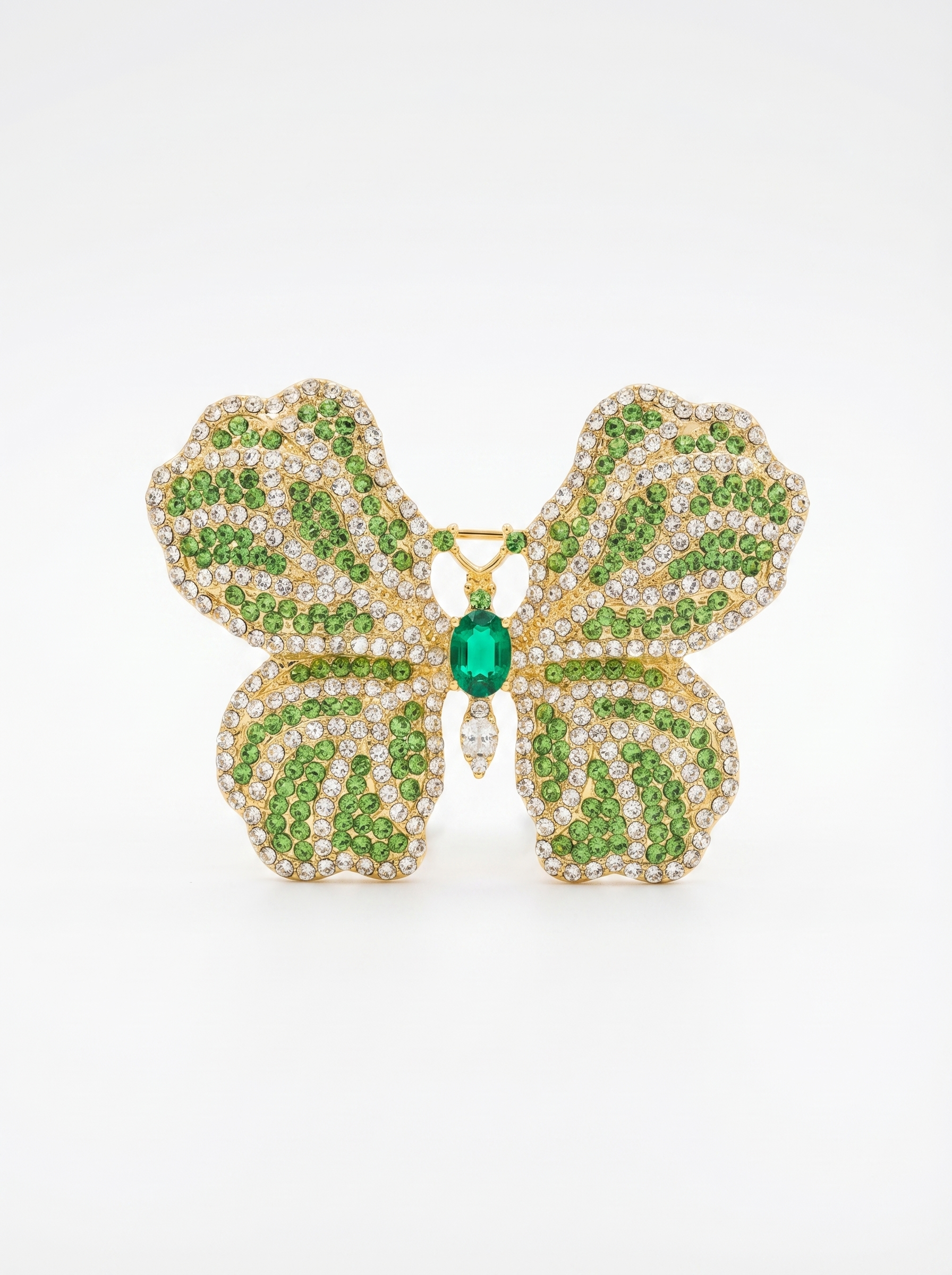 Prendedor Mariposa Cristales Verde/Plata