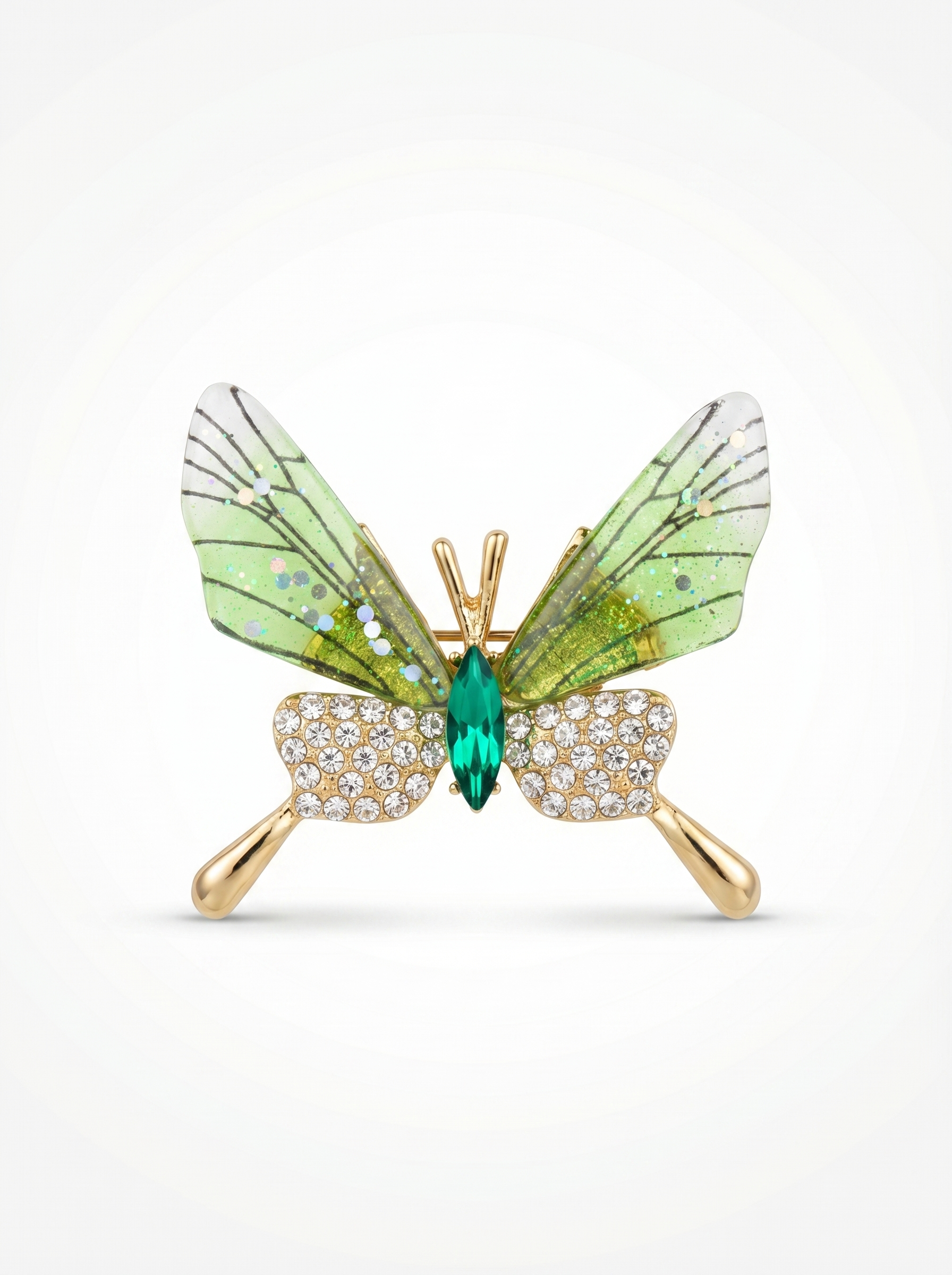 Prendedor Mariposa Verde Transparencia