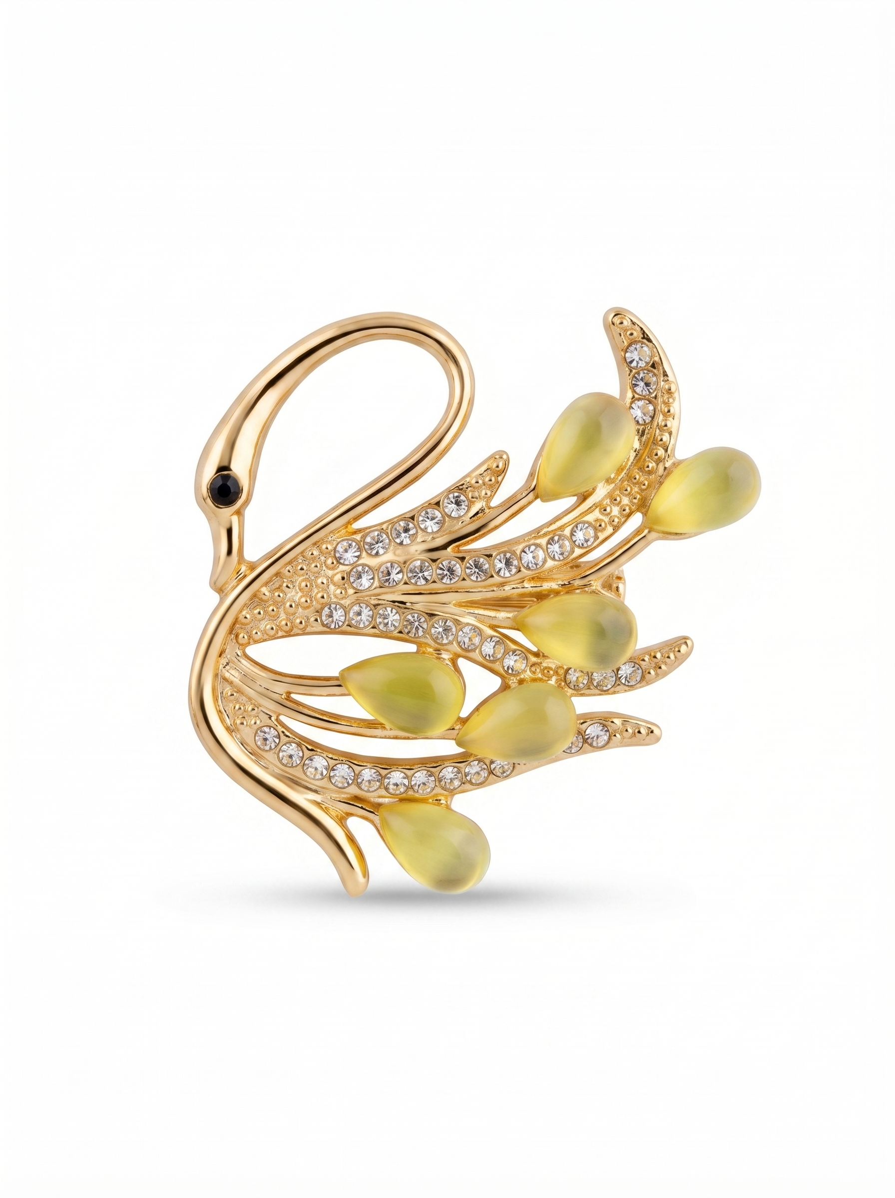 Prendedor Cisne Dorado Cristales