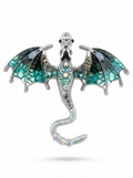 Prendedor Dragón Plateado/Azul/Negro