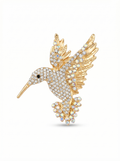 Prendedor Colibrí Dorado Piedras