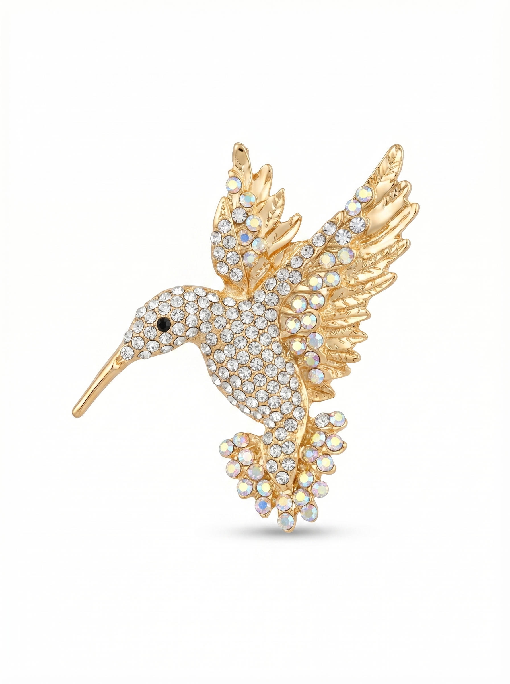 Prendedor Colibrí Dorado Piedras