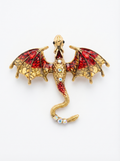 Prendedor Dragón Dorado/Rojo