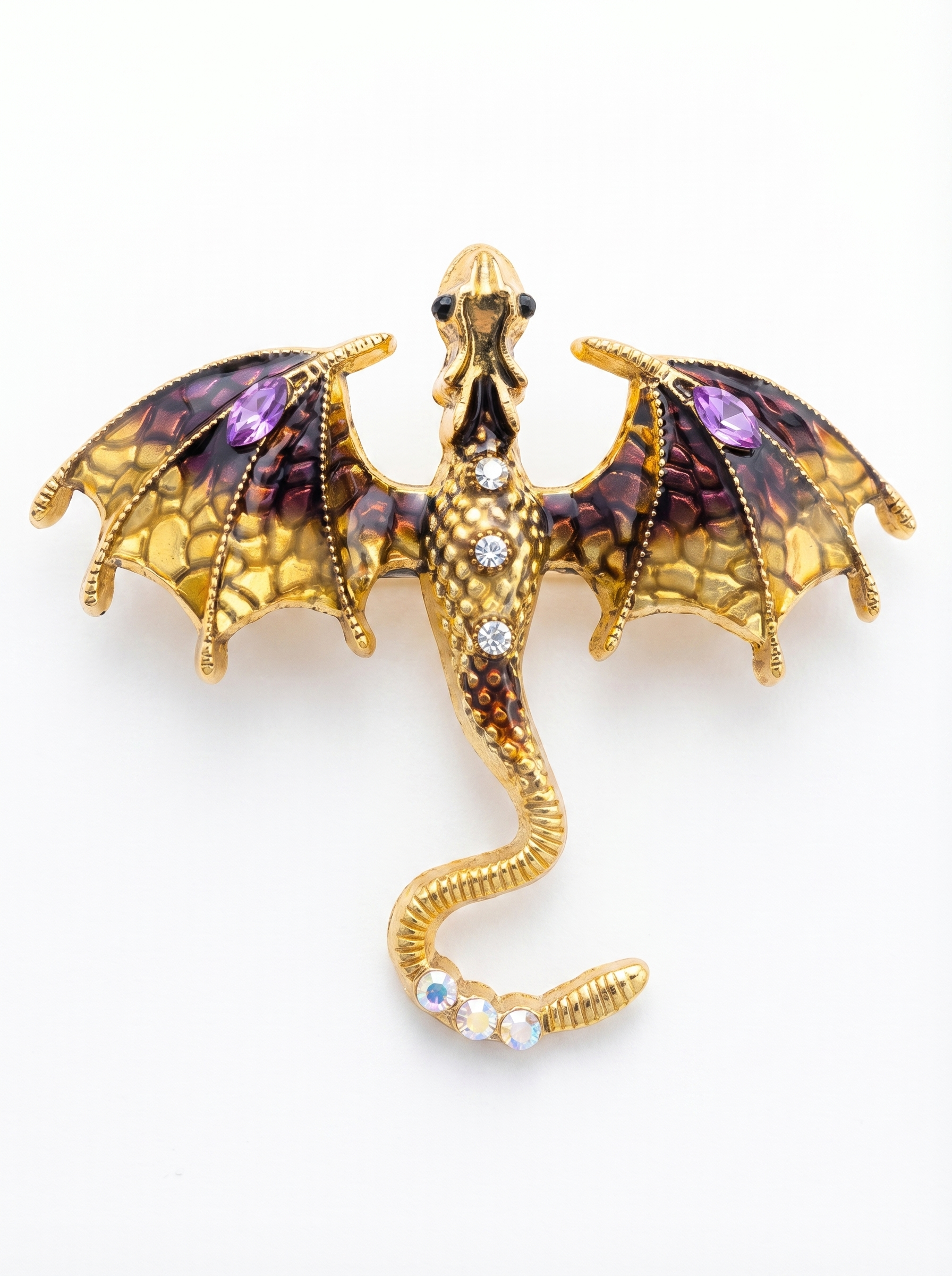 Prendedor Dragón Dorado/Morado