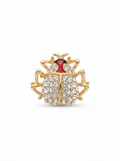 Prendedor Insecto Rojo/Dorado Cristales