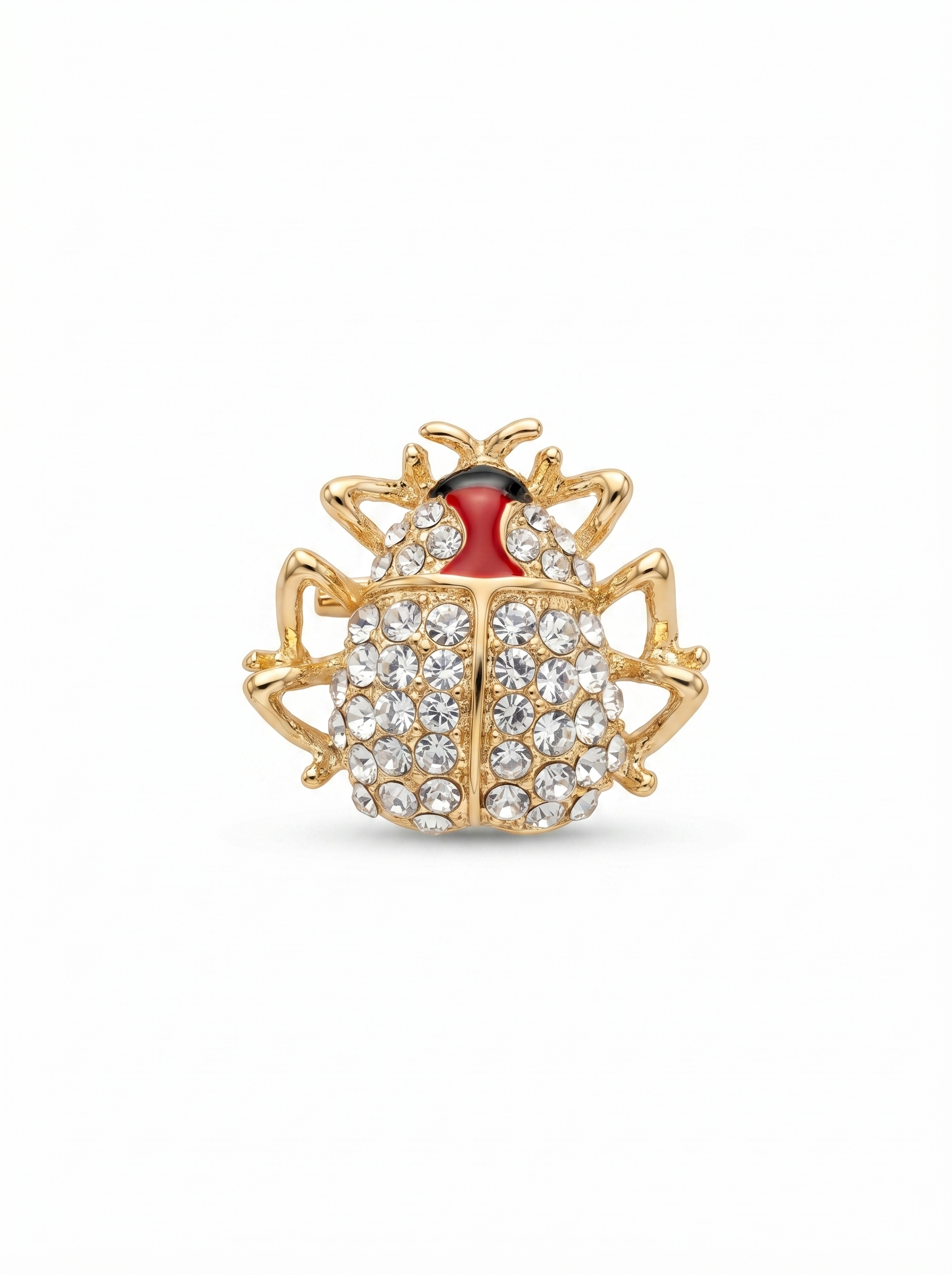 Prendedor Insecto Rojo/Dorado Cristales