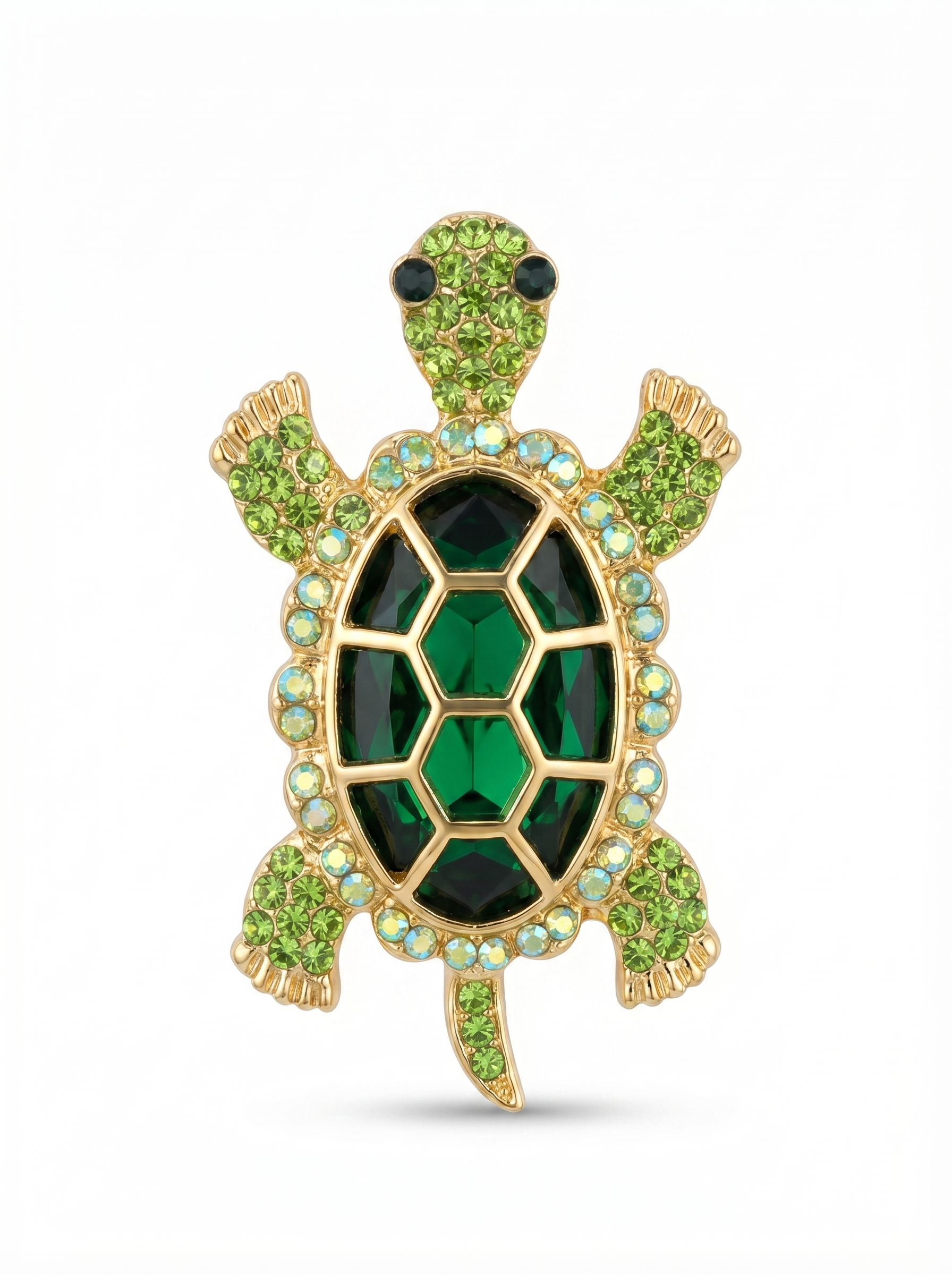 Prendedor Tortuga Verde Cristales