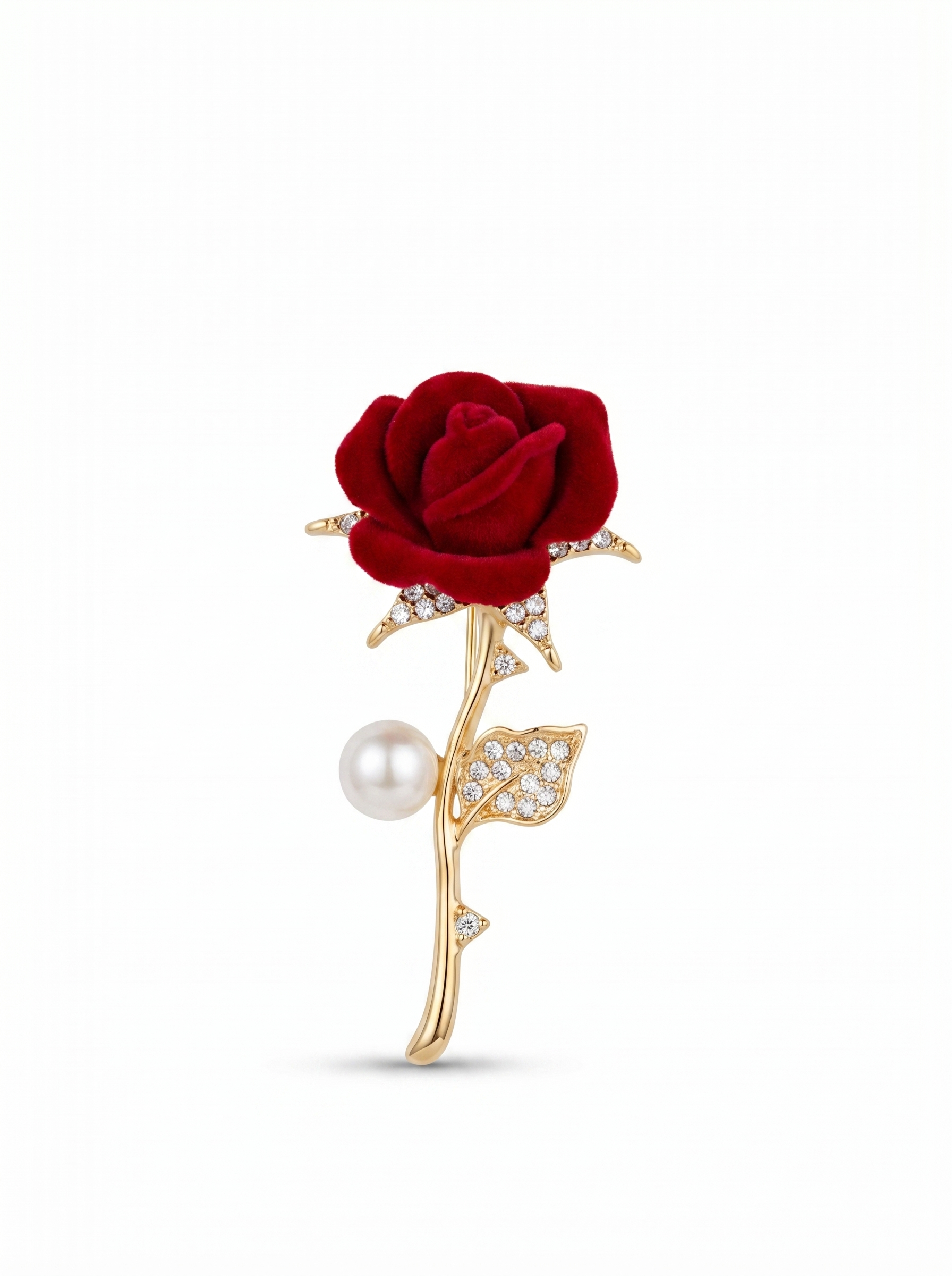 Prendedor Rosa Roja/Dorada Perla