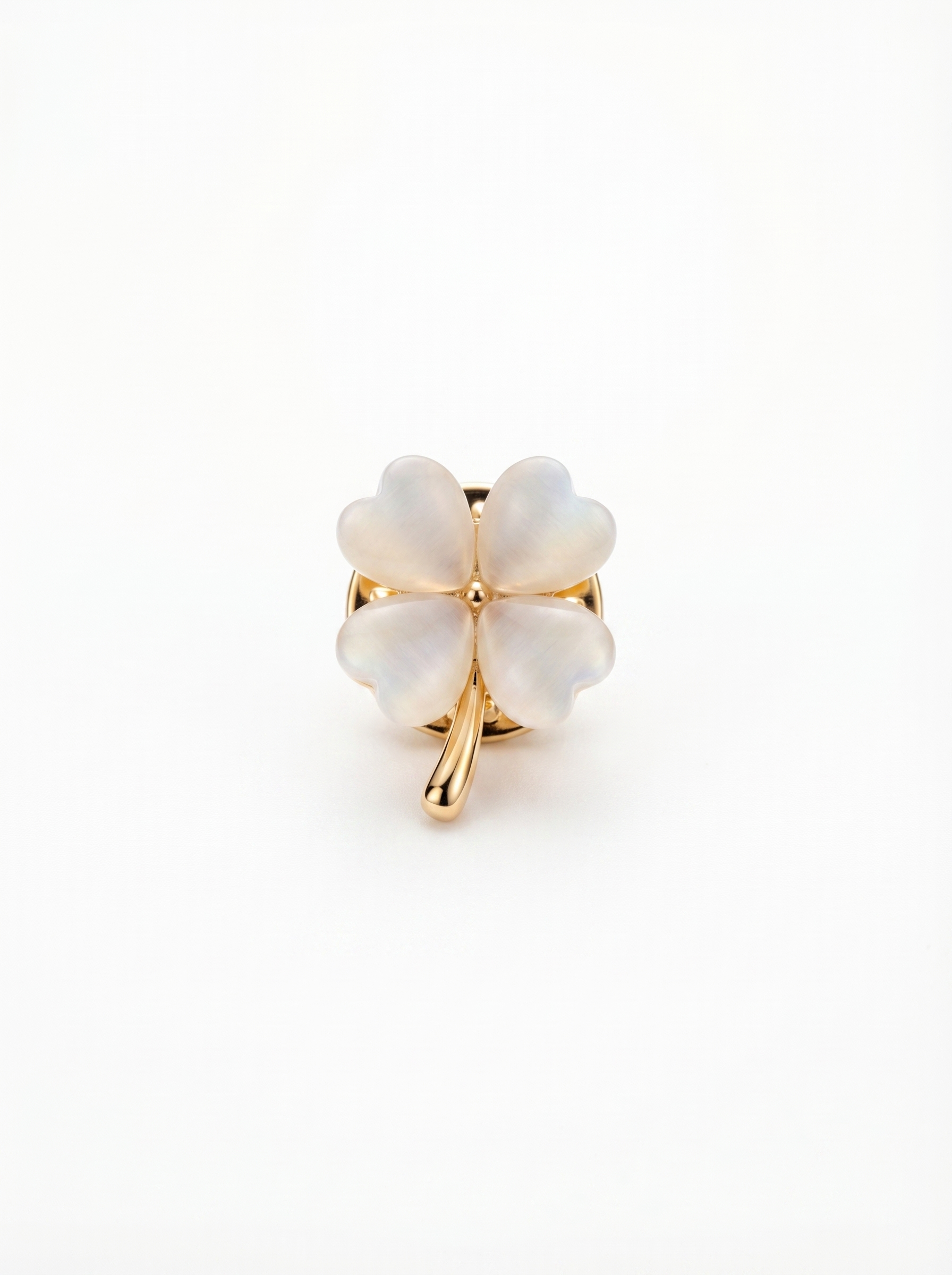 Prendedor Pin Trébol 4 hojas Blanco
