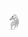 Prendedor Caballo Rostro Piedras Plateado