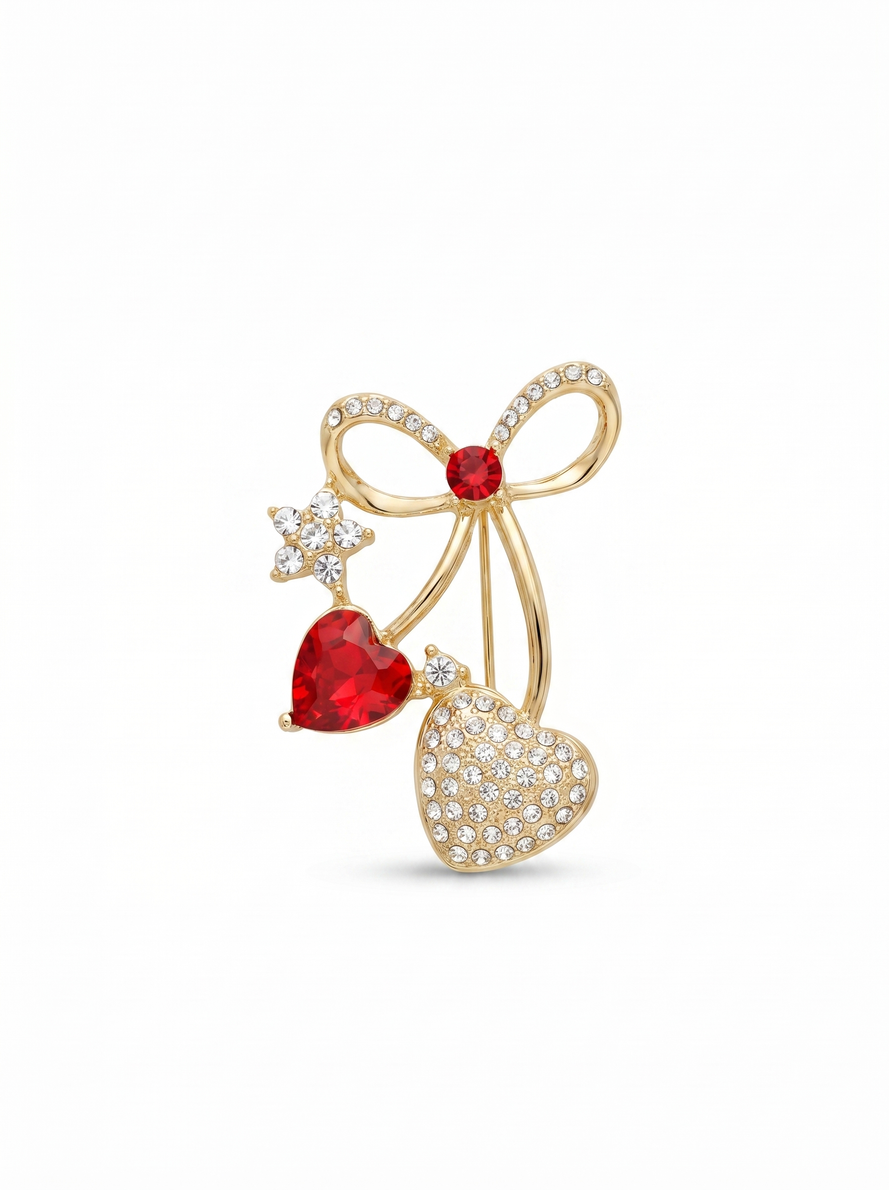 Prendedor Moño Corazones y Estrella