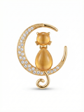 Prendedor Gato Dorado en Luna