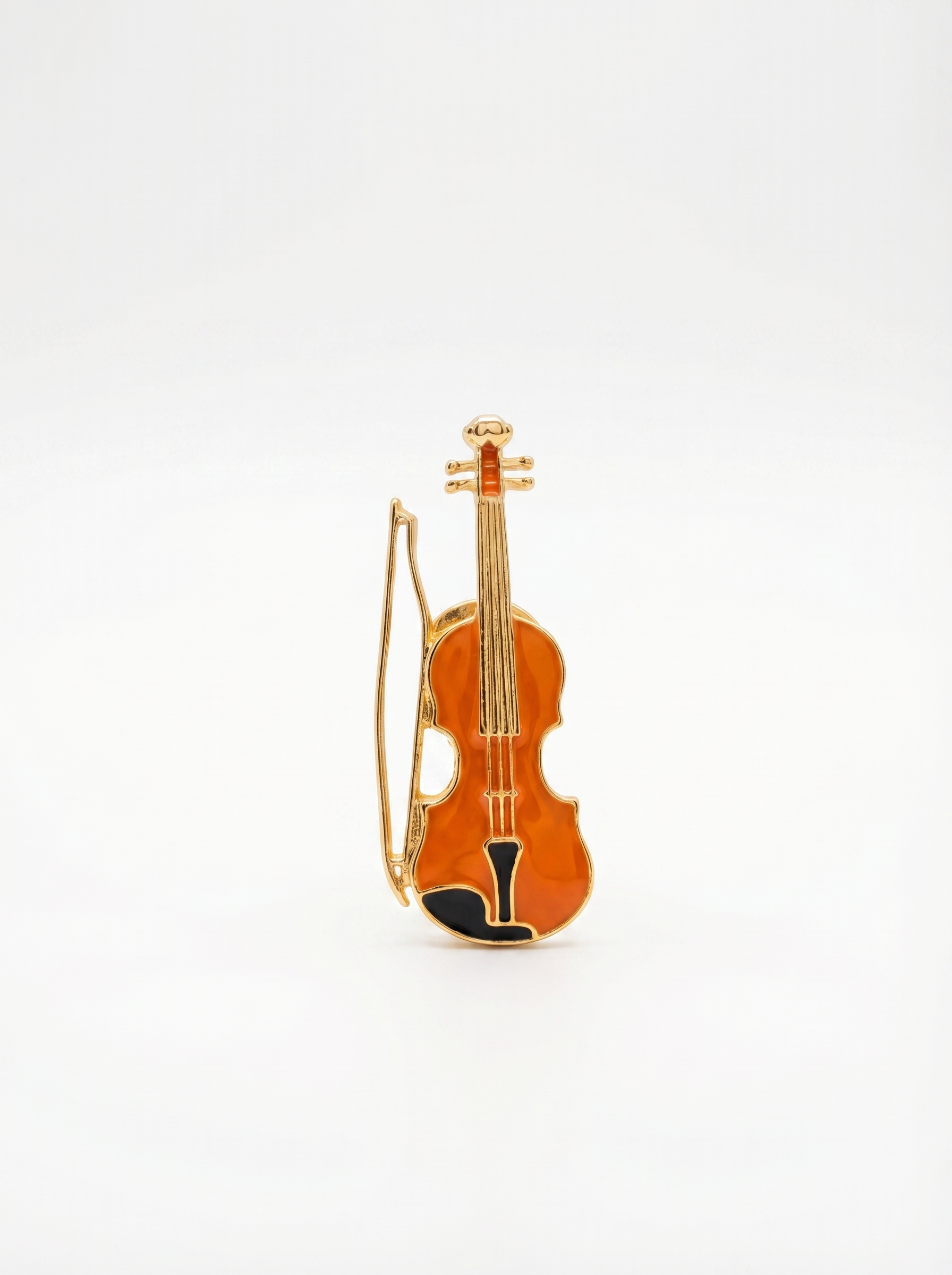 Prendedor Violín Naranja/Negro