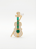 Prendedor Violín Dorado/Verde