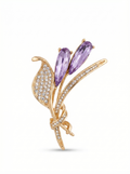 Prendedor Tulipán Morado Piedras