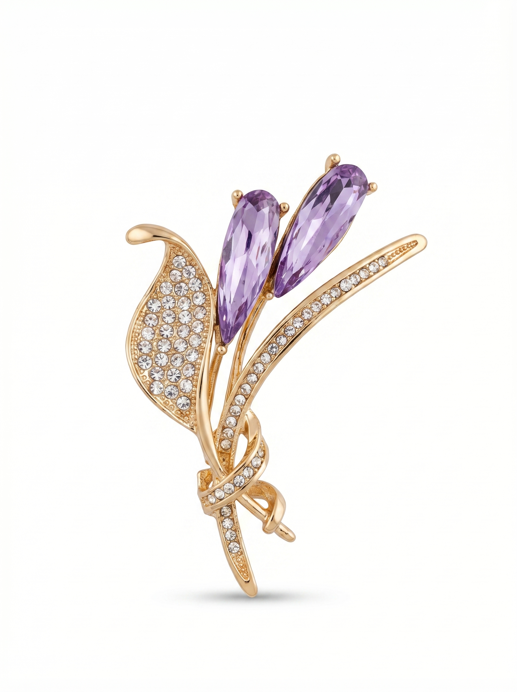 Prendedor Tulipán Morado Piedras